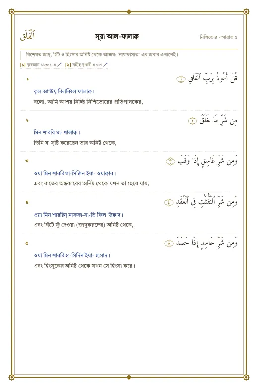 পৃষ্ঠা ১৫: সূরা আল-ফালাক্ব